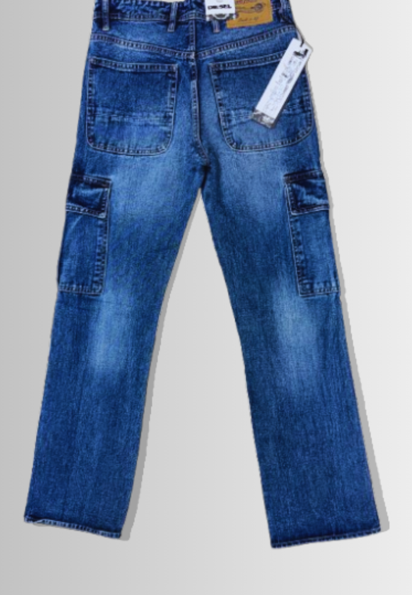 Men's Blue Utility Cargo Jeans – Relaxed Fit Workwear Denim