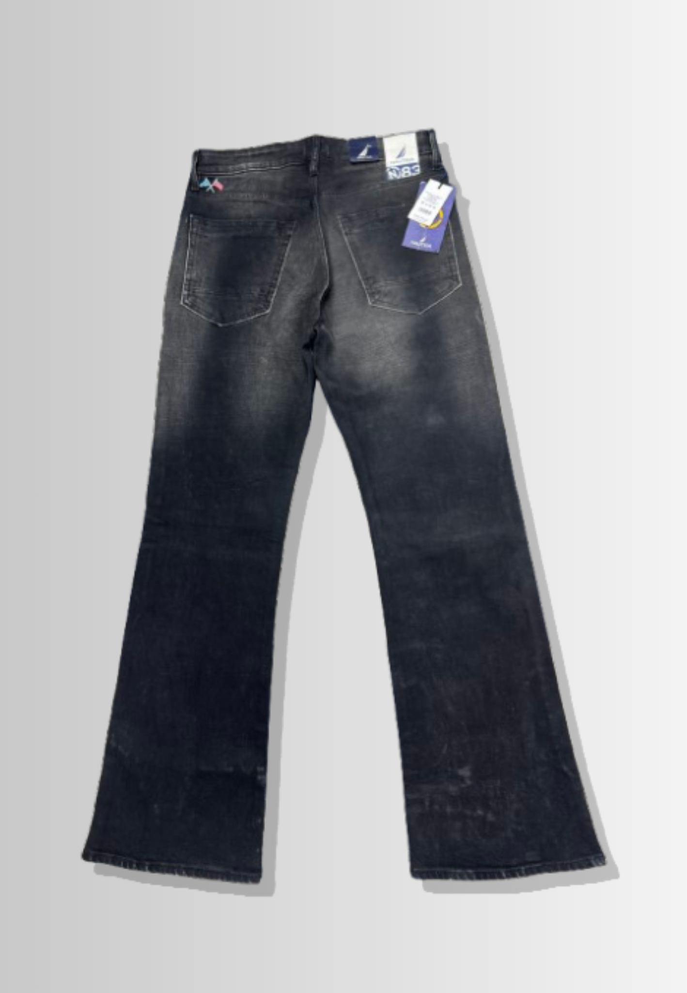 Men's Black Washed Flared Denim Jeans – Vintage Style
